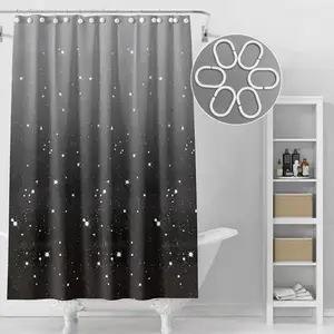 Star Shower Curtain Liner, 4g Peva Waterproof Bath Curtain, 71x71 Inches, Metal Eyelets, Magnetic Weights, Plastic Hooks