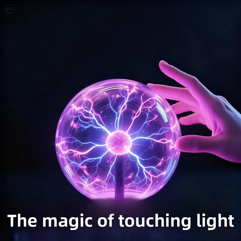 3 Inch Magic Plasma Ball Lamp Touch Sensitive Interactive Plasma Lamp Nebula Sphere Globe Decorative Lamp Novelty Toy for Halloween Christmas