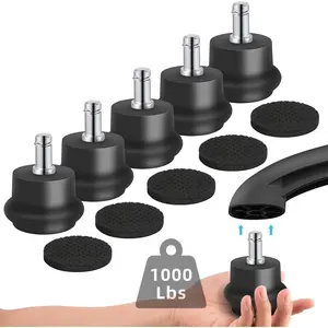 Replacement Office Chair or Stool Swivel Caster Wheels to Fixed Stationary Castors, Office Chair Wheels for Carpet with Separate Self Adhesive Felt Pads Chair Feet Wheel Stopper
