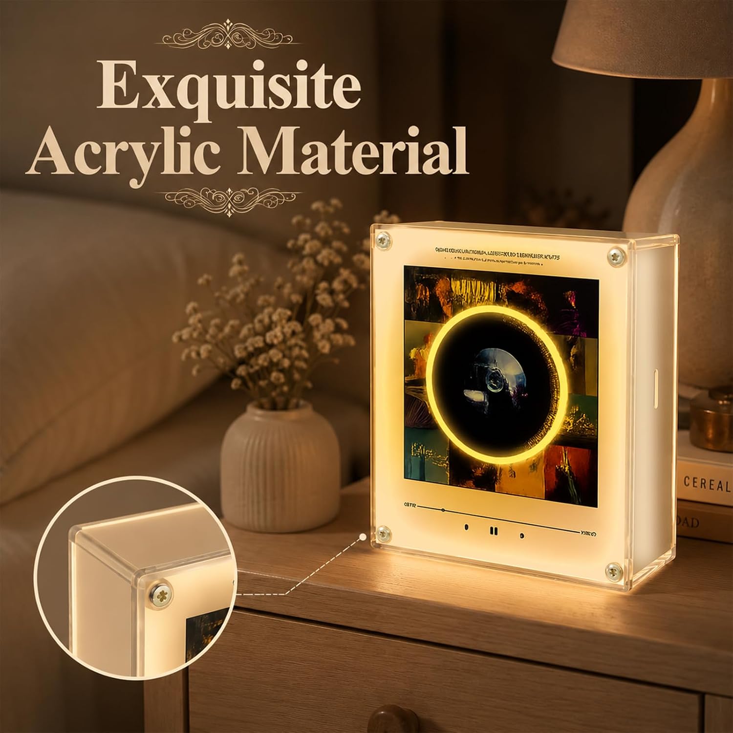 Celebrity Custom Rotating Tray Night Light - Magnetic Refrigerator Magnet, NFC Induction Automatic Singing Machine, Acrylic Creative Home Decor for Living Room, Unique Desktop Ornament
