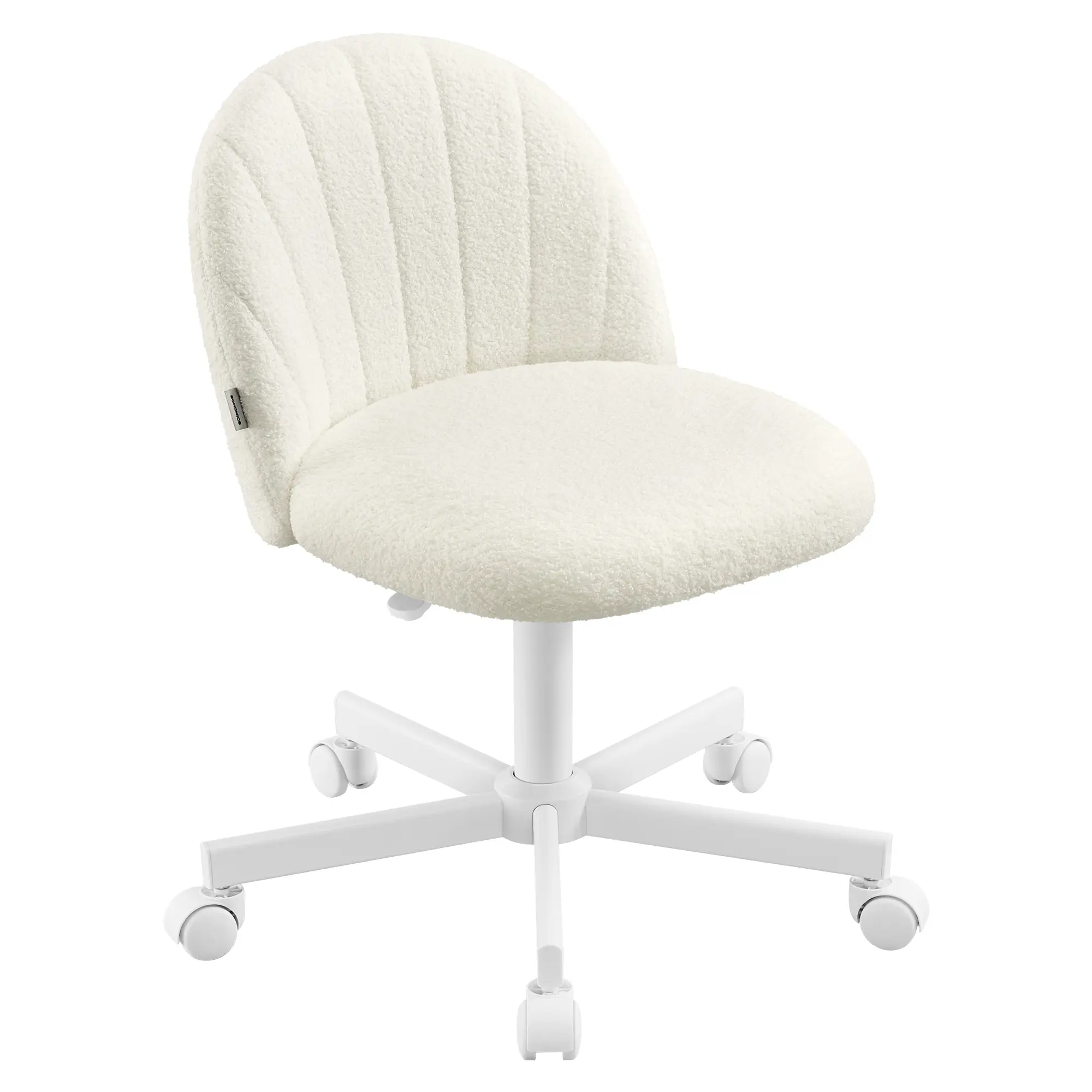 SONGMICS Office Chair, Swivel Makeup Vanity Desk Chair, Height Adjustable, Foam Padded, for Home Office, Bedroom, Dressing Room, Teddy Fleece