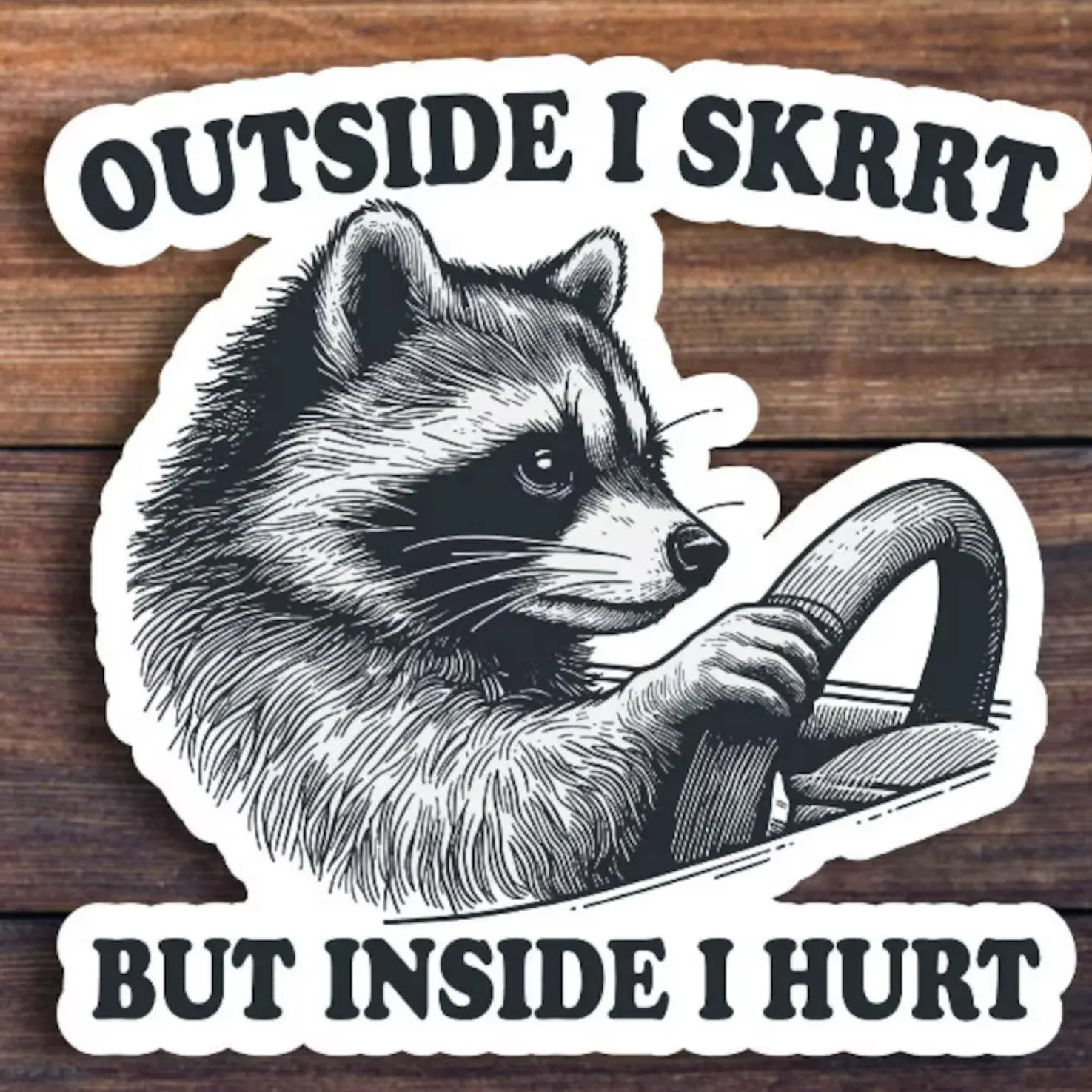 Raccoon Driving Car Sticker, 1 Count Funny Car Decal, Car Exterior Decoration Accessories for Car Body Window, Truck Decals, Stickers