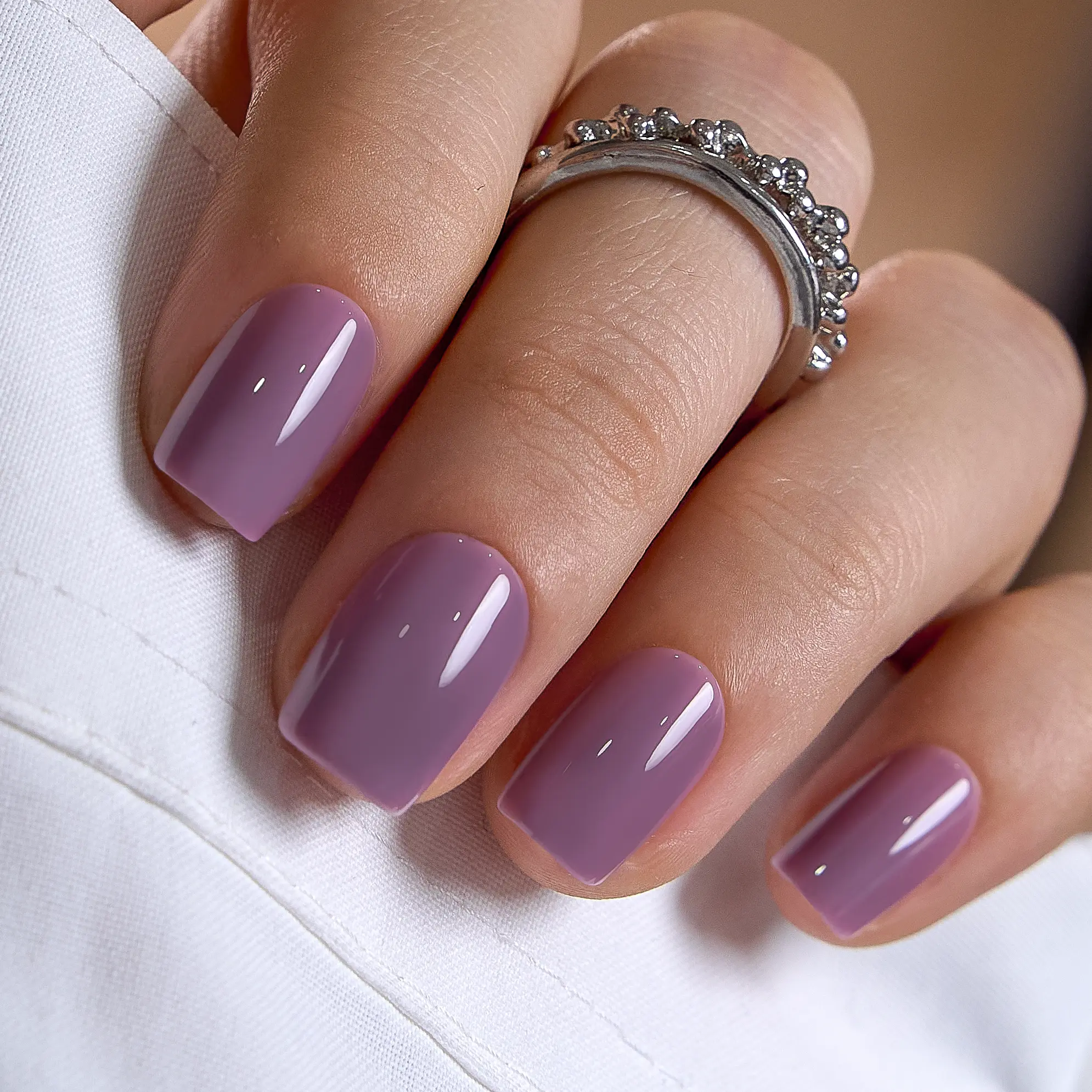 Grayish Purple Mood Press-On Nails | CurvLife Nail | 30pcs Short Square Fake Nails | Glossy Finish with Subtle Gray-Purple Tone | Easy to Apply, Comfortable Fit & Long-Lasting Hold | Ideal for Daily , Office Hours, Art Exhibits & Semi-Formal Occasions