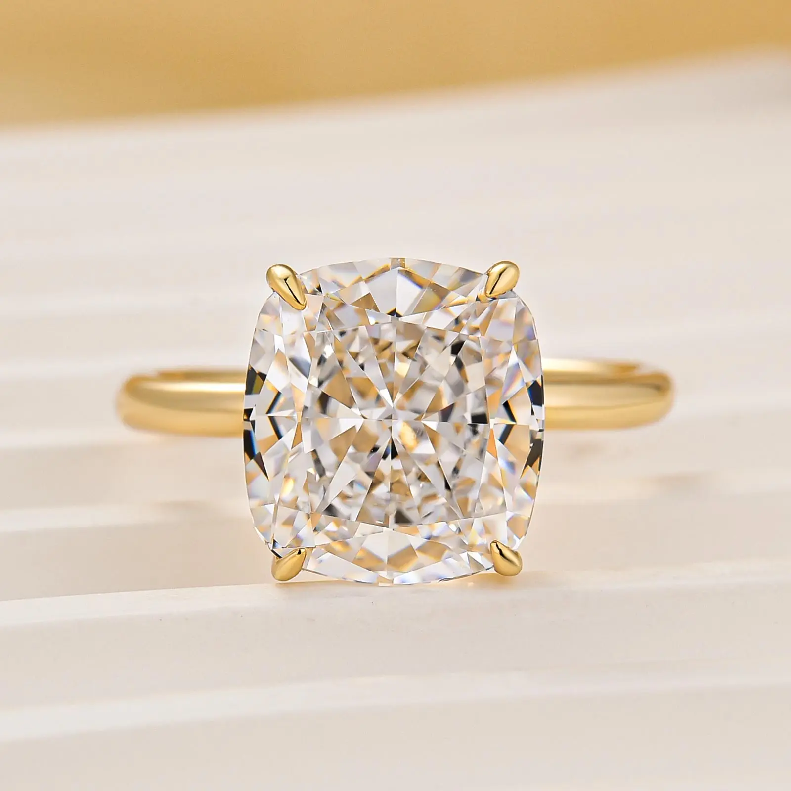 Effinny 6.5ct Cushion Cut Engagement Ring For Women, 925 Sterling Silver Promise Ring, 5A Grade Cubic Zirconia Bridal Ring for Wedding, Travel, Party, Adults, Female