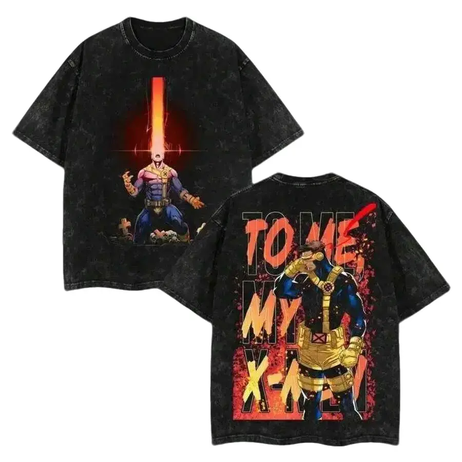 Men's Scott Summers Cyclops Graphic Oversized Wash Tee - 100% Premium Cotton 230gsm, Relaxed Fit, Shortsleeve Round Neck, Retro Vintage Limited Edition Classic Look Streetwear Top, Men's Apparel, Soft, Stylish