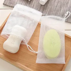 15pcs Exfoliating Soap Saver Pouches With Double-Layer Mesh, Bubble Foam Net Soap Sack Holder Bags With Drawstring