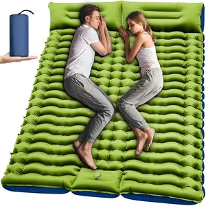 Camping Sleeping Pad,Double Sleeping Pad for Camping-Self Inflating 4" Extra-Thick for 2 Person with Pillow Built-in Foot Pump Inflatable Sleeping Mat for Backpacking,Hiking,Traveling,Tent