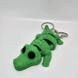 Alligator Flexi Keychain - Green Alligator Design with Keyring Attachment