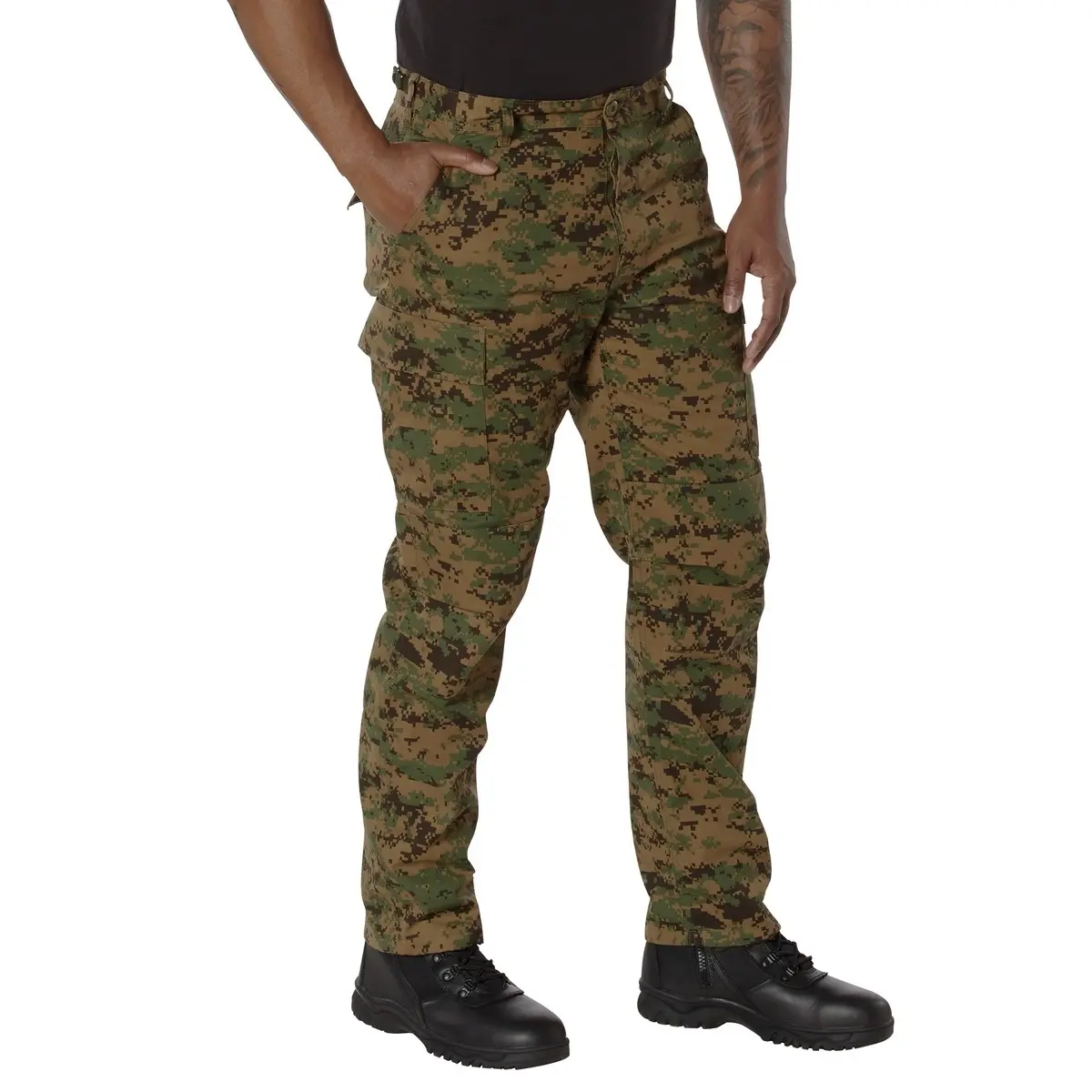 ROTHCO Men's BDU Tactical Cargo Pants, All Weather Polyester-Cotton with Digital Print Camo and Casual Fit Drawstrings, Bootcut, Outdoors, Button, Fitted Cut, Tactical Look, Athletic, 3Xl, Basic, Tactical Pants, Cargo Pockets
