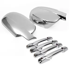 Triple chrome plated FULL Door Mirror+Handle Cover Overlay Combo Set Compatible With 2007-2013 Chevy Silverado Sierra 1500 2500 3500 Tahoe Suburban AvalancheYukon XL Escalade