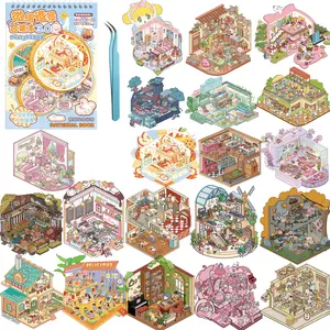 20 Sets DIY 3D House Stickers Scene Collection Book for Children Adults - Magic House, with Tweezers Make Your Own House Stickers Therapy for Adult Relief Stress