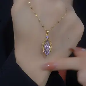 2025 New Zircon Leaf Necklace, Chic Minimalist Collarbone Chain, Elegant Statement Fashion Jewelry for Women DZXL3498