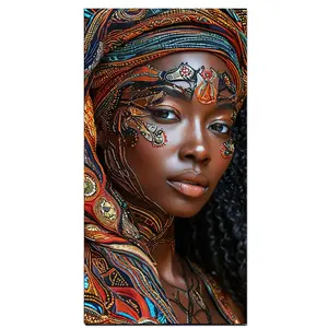 Large Size African Woman Diamond Painting Set for Adults Digital Painting African American Diamond Art Set for Crafts Lovers Diamond Painting Kit for Room Decoration