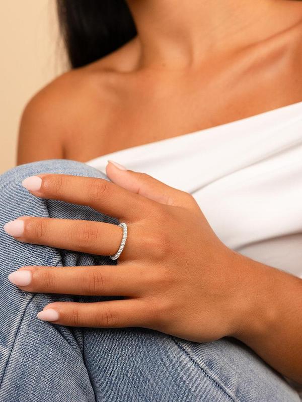 Sterling Silver Gianna Pearl Eternity Ring