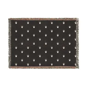 SKULLY Signature Premium Logo Cozy Stitch Pattern Woven Blanket | Black & Brown Tassel Throw