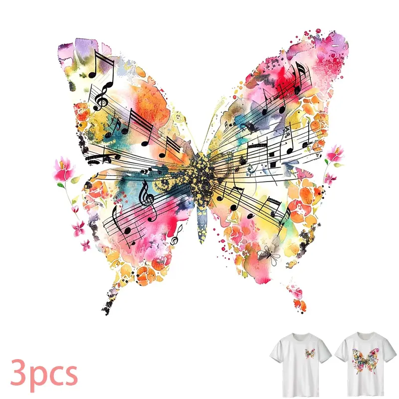 Music & Color Wings: DIY T-Shirt Heat Transfer Vinyl, Durable PVC Material, Machine Washable, Pattern Only
