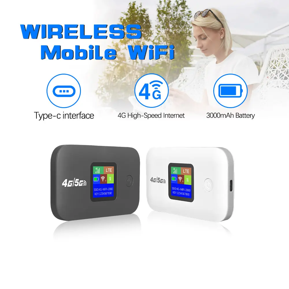 Portable Pocket 4G LTE Mobile WiFi Hotspot Router Modem with SIM Card Slot, LED Display, B1-B7 Bands, 10-Device Connectivity, 4G High-Speed Internet, Outdoor Gadget for RV Users, Wifi Portable, Wireless Wifi Hotspot