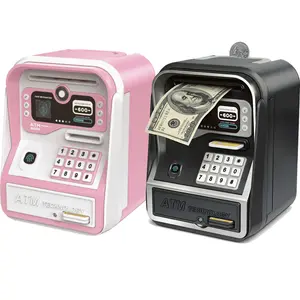 10000 Savings Challenge ATM Piggy Bank, Electronic Money Saving Box with Card Insertion, Password Unlock, Auto Bill Feeder, Auto Door Open, Large Capacity Coin Bank for Kids Adults