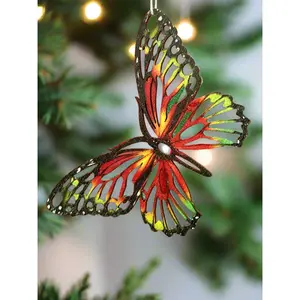 Ornament, Wooden from Prague - Butterfly Red