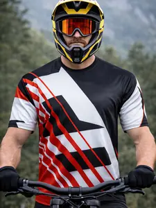 Men's Cycling Mountain Sports Short Sleeve Sporty Tee, Ideal for Outdoor Activities & Casual Wear, Comfortable Fit Design