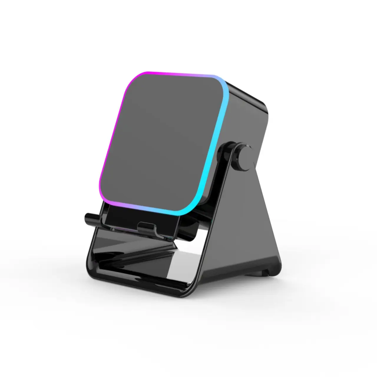 Wireless Induction Audio Speaker Stand - Smartphone/Device Holder, 3500mAh Rechargeable Emergency Power Bank, 360° Adjustable iPad Stand, Colorful Ambient Light for Camping, Mother’s Day Gift mobile tablet stand
