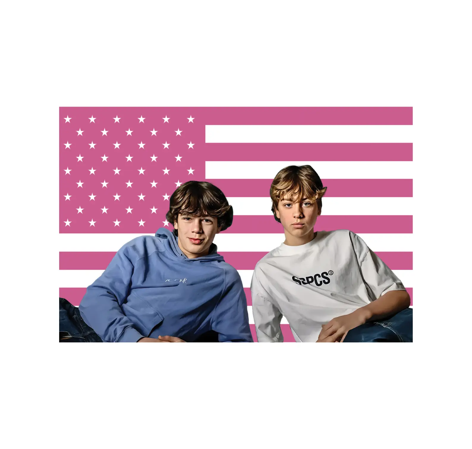 Lou Goossens & Marius De Saeger - Young Hearts Photo Pink USA America Flag Ft Personalized Flags Design Flag Tapestry Poster Dorm Room, Living Room, Bedroom Tapestry Flag Home Decor