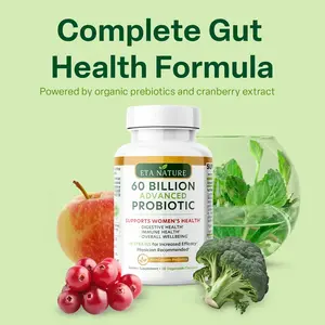 ETANATURE Probiotics for Women – 60 Billion CFUs, 18 Clinically Studied Strains with Organic Prebiotics & Cranberries for Digestive, Immune & Intimate Health – 60 Non-GMO Veg Capsules