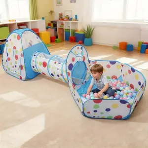 Spacious 3-In-1 Foldable Playhouse Tent - Portable, Easy to Assemble - Perfect Gift for Kids, Ocean Ball Pool Fence (Without Ball) Suitable for Both Indoor And Outdoor Use