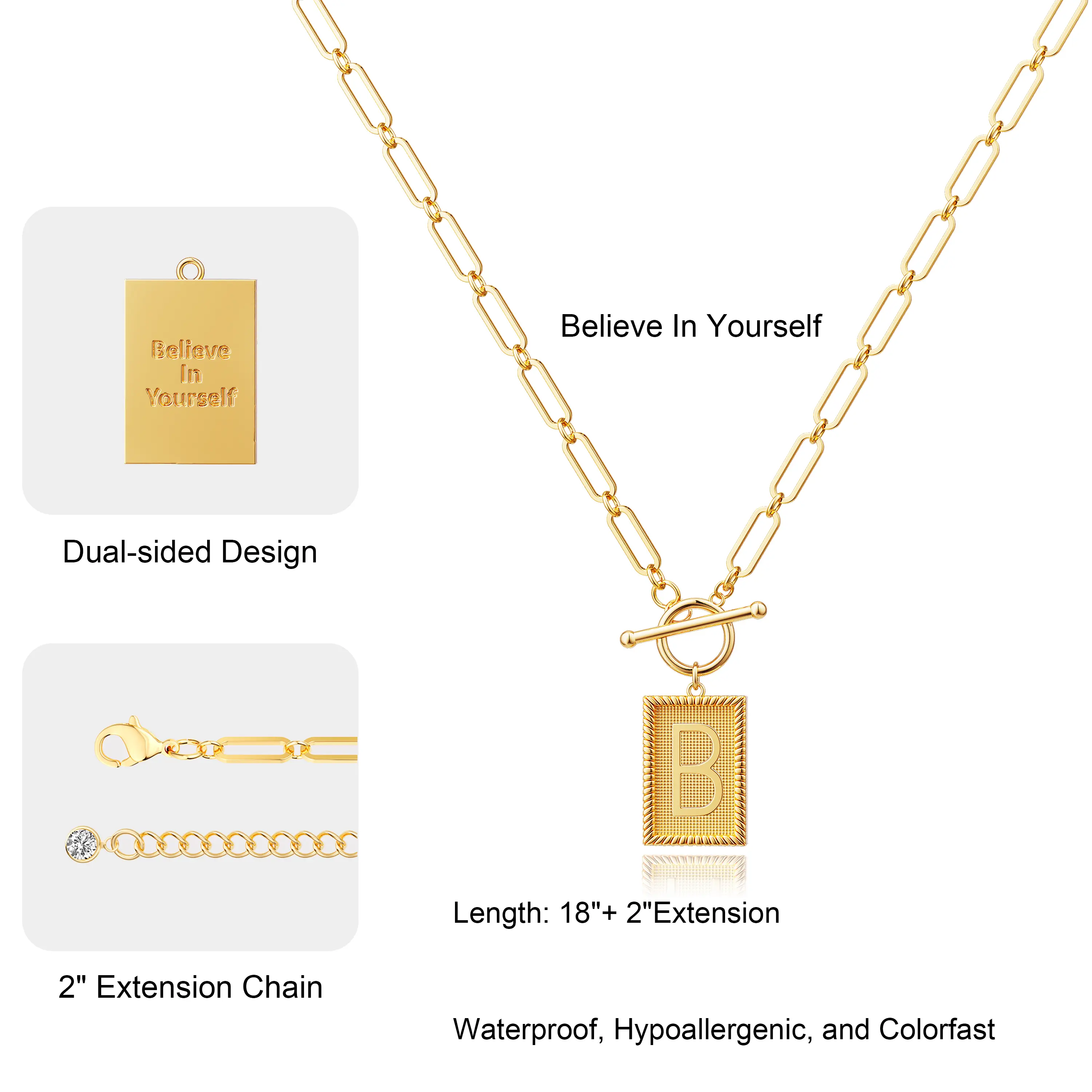 Tewiky Gold Initial Necklaces for Women, Toggle Clasp Square Letter Pendant Necklace Trendy Gold Dainty Paperclip Chain Necklaces for Women TikTokShopBlackFriday Jewelry Gifts Tewiky Gold Initial Necklaces for Women, Toggle Clasp Square Letter Pendant Necklace Trendy Gold Dainty Paperclip Chain Necklaces for Women TikTokShopBlackFriday Jewelry Gifts