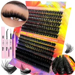 100D/120D/50D/80D 3D Dramatic Faux Mink Lashes Set, Waterproof Individual Lashes 10-18mm Mixed Lengths, Volume False Eyelashes, Fluffy Synthetic Eyelashes for DIY Makeup, Reusable Eyelash Tools for Beginners and Makeup Lovers
