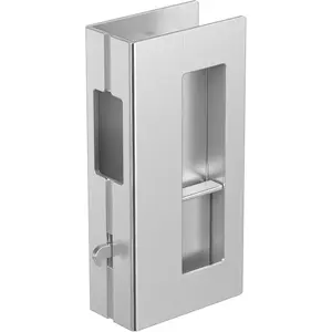 Pocket Door Pull with Lock, Wooden Sliding Door Handle for 1-3/8"Thickness Door Replace Old Or Damaged Pocket Door Hardware (Brushed Nickel)