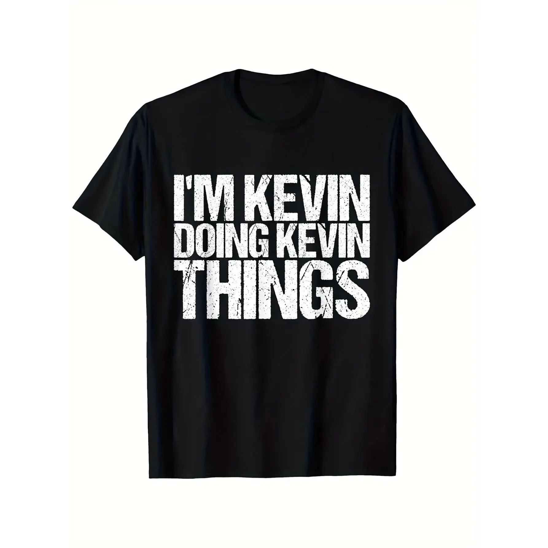 Men's Retro Print Short-Sleeve T-Shirt - Funny "I'm Kevin Doing Kevin Things" Text, Soft Breathable, Regular Fit, Round Neck Top, Shortsleeve, Apparel T Shirt