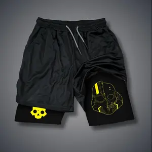 Helldivers II Double-Layer Sports Shorts Graphic Shorts Black Shorts Camo Shorts Streetwear Shorts Men Outfits Men Short Shorts Vacation Outfits Shorts