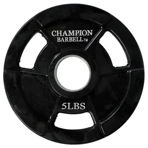 Champion Barbell  5 lbs Olympic Rubber Coated Grip Plate