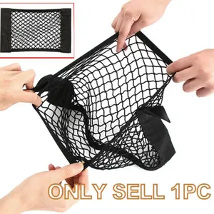 Nylon Elastic Car Trunk Net Bag, Universal Rear Seat Storage Bag, High Stretch Vehicle Luggage Organizer, Secure Cargo Holder