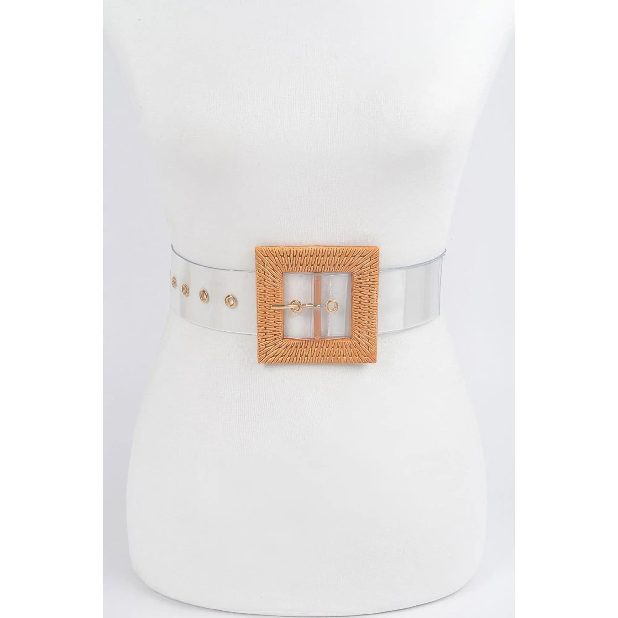 Nature Inspired Women's Transparent Belt with Faux Bamboo Buckle for Plus Size Figures, Nature Inspired Women's Belts