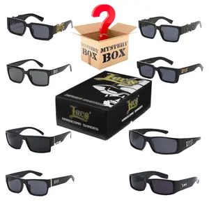 Mystery Box OG LOCS Slim Oval Square Fit Wrap Around Style Side Logo Trendy Super Dark Sunglasses with UV400 Lenses for Fashion