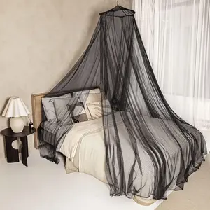 Black Net for Single to King-Sized Beds – 2 Openings or Fully-Bed – Conical for Decoration or Travel – Free Bag & Kit for Easy