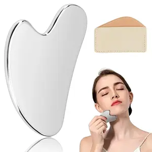 Stainless Steel Gua Sha Facial Tools - Guasha Tool for Face, Face Massager Tool, Body Gua Sha Tools, Manual Massage Tool for Jawline, Facial Skin Care - Silver