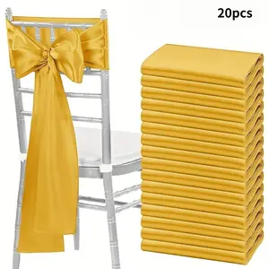 20pcs Satin Chair Sashes Bowknot Universal Chair Covers Set, Wedding Reception Restaurant Banquet Party Hotel Event Decor (7x108 Inches)