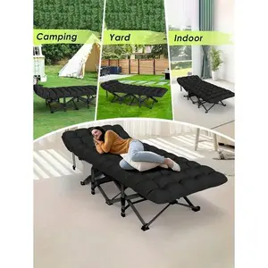 1pc Portable Folding Bed – Heavy-Duty Double-Sided Mattress, Camping Bed, Easy to Assemble, Includes Carrying Bag, Gray, Space-Saving, Comfortable Sleeping Solution for Indoor/Outdoor Use, Valentine’s Day Gift