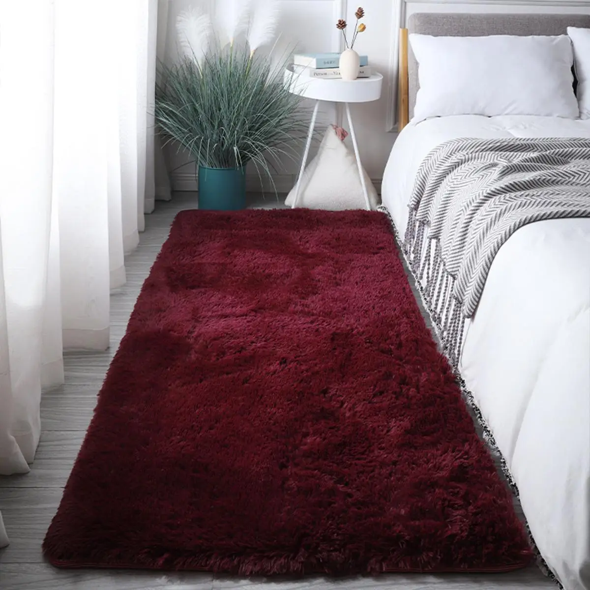 Solid Non-slip Soft Plush Rectangle Rug, 1 Count Easy To Clean Solid Color Plush Rugs for Living Room, Area Rug, Fluffy Rug, Decorative Floor Mat, Sum