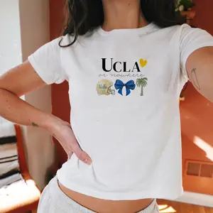 UCLA Baby Tee Shirt for Gameday & College Parties, Trendy Cute Short Sleeve Cali Top, Darty and Campus Style Top Womenswear