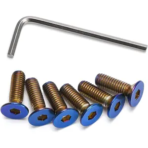 6pcs Steering Wheel Screw Bolts Taper M5×0.8 Length 15mm Burnt Titanium Finish Flat Head