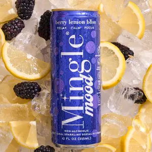 Mingle Mood Berry Lemon Bliss Functional Adaptogen Beverage 12 FL OZ NonAlcoholic Sparkling Drink for Calm Focus & Relaxing