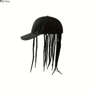 Hip-Hop Punk Dreadlock Wig Baseball Cap, Adjustable Snapback with Braided Dreads, High-Temperature Fiber Headwear, Black & Brown Urban Street Style, Trendy Statement Accessory for Motorcycle, Hip Hop Culture & Daily Fashion Looks tiktokshopspringglowup