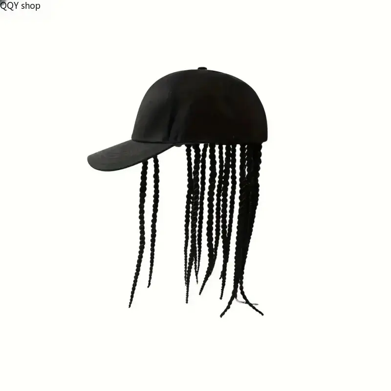 Hip-Hop Punk Dreadlock Wig Baseball Cap, Adjustable Snapback with Braided Dreads, High-Temperature Fiber Headwear, Black & Brown Urban Street Style, Trendy Statement Accessory for Motorcycle, Hip Hop Culture & Daily Fashion Looks