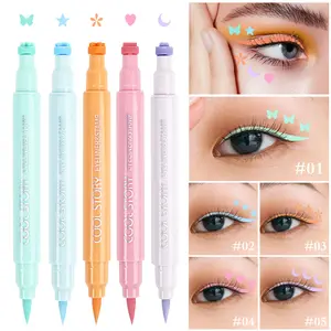5 PCS Dual Tip Color Eyeliner Set with Stamp Design - Quick-Dry Matte Finish, Waterproof & Sweatproof for Concerts/Parties/Daily Wear (5 Vibrant Colors) Matte Liquid Eyeliner Eye Makeup Products