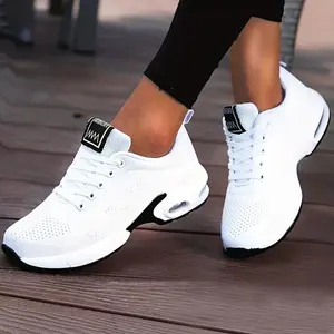 Comfortable air-cushion sports shoes Women’s air-cushion sports shoes Flight woven shock-absorbing running shoes Lace-up comfortable outdoor sports shoes