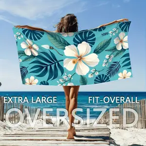 1-pack Hawaiian Floral Beach Towel: Large, Soft, Quick Dry & Skin-Friendly Large Quick-drying Beach Towel, Sand and Sun Protection, Lightweight and Comfortable, Suitable for Surfing, Swimming and Yoga